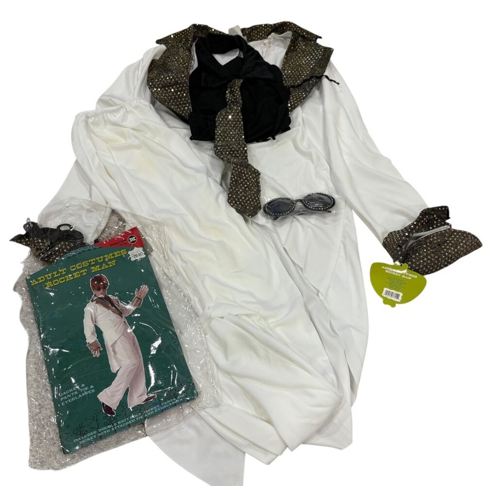 Adult Rocket Man Costume Medium  Jacket Pants Tie & Eyeglasses